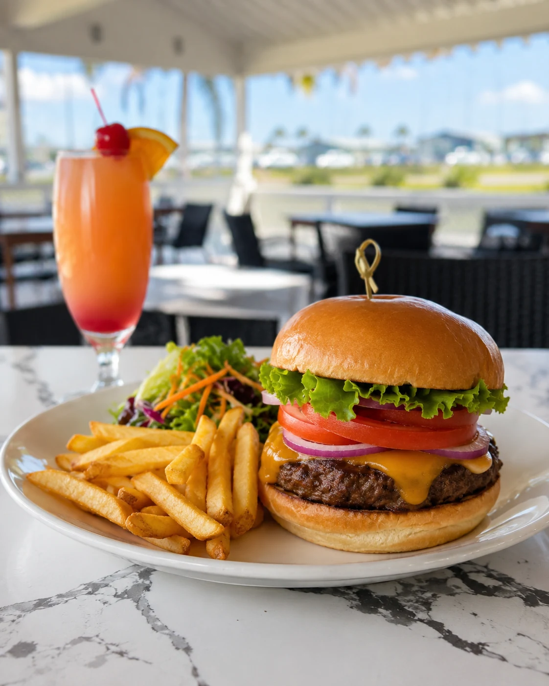Burger and fries